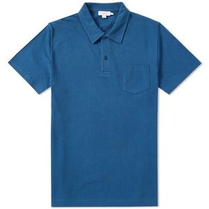 Sunspel men’s riviera polo shirt in teal NWT
